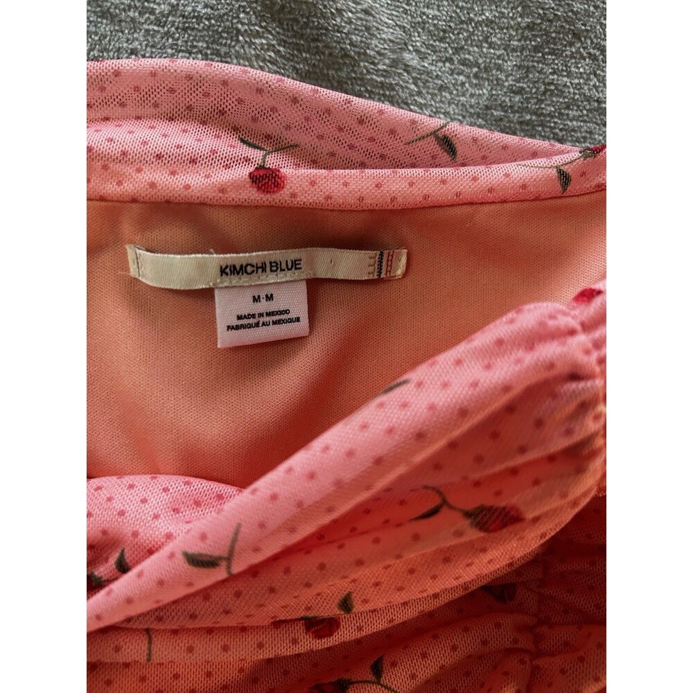 Kimchi Blue Urban Outfitters Pink Floral Mesh Ruched Strapless Peplum Tube Top M - Picture 5 of 6